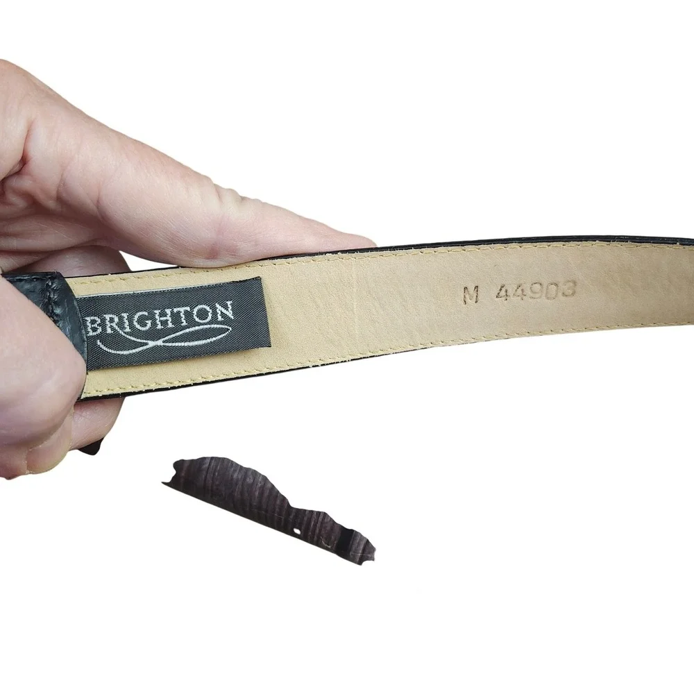 Brighton Black Crocodile Embossed Leather Western Buckle Belt Medium‎ 44903